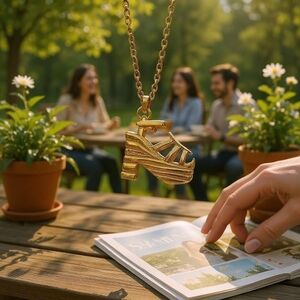 Salvatore Ferragamo Gold-Tone Rainbow Sandal Keychain Charm